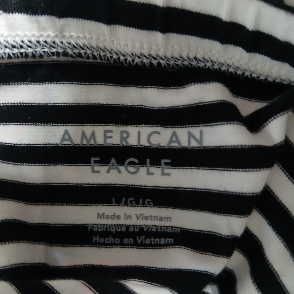 American Eagle Outfitters Sky Blue and White Striped Crop Top Size L/XL